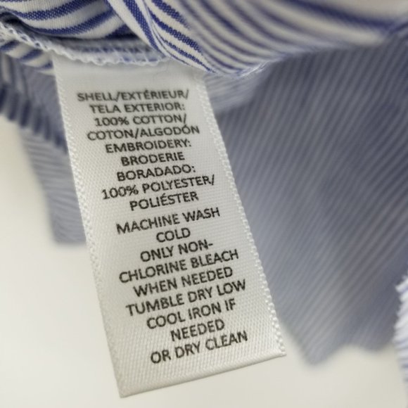 Loft Ann Taylor Blue and White Striped Smocked Top Shirt Size Medium Petite - Picture 10 of 10